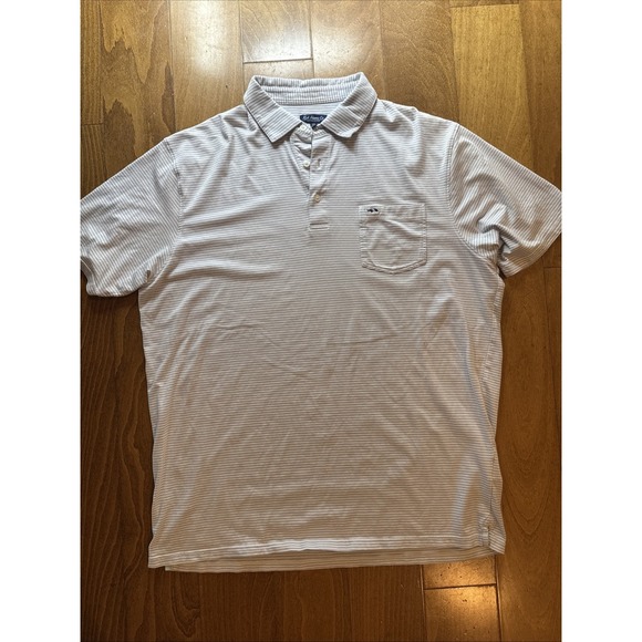 Fish Hippie Co Men's Short Sleeve Polo Shirt Blue/White Striped Size XXL - Picture 3 of 6